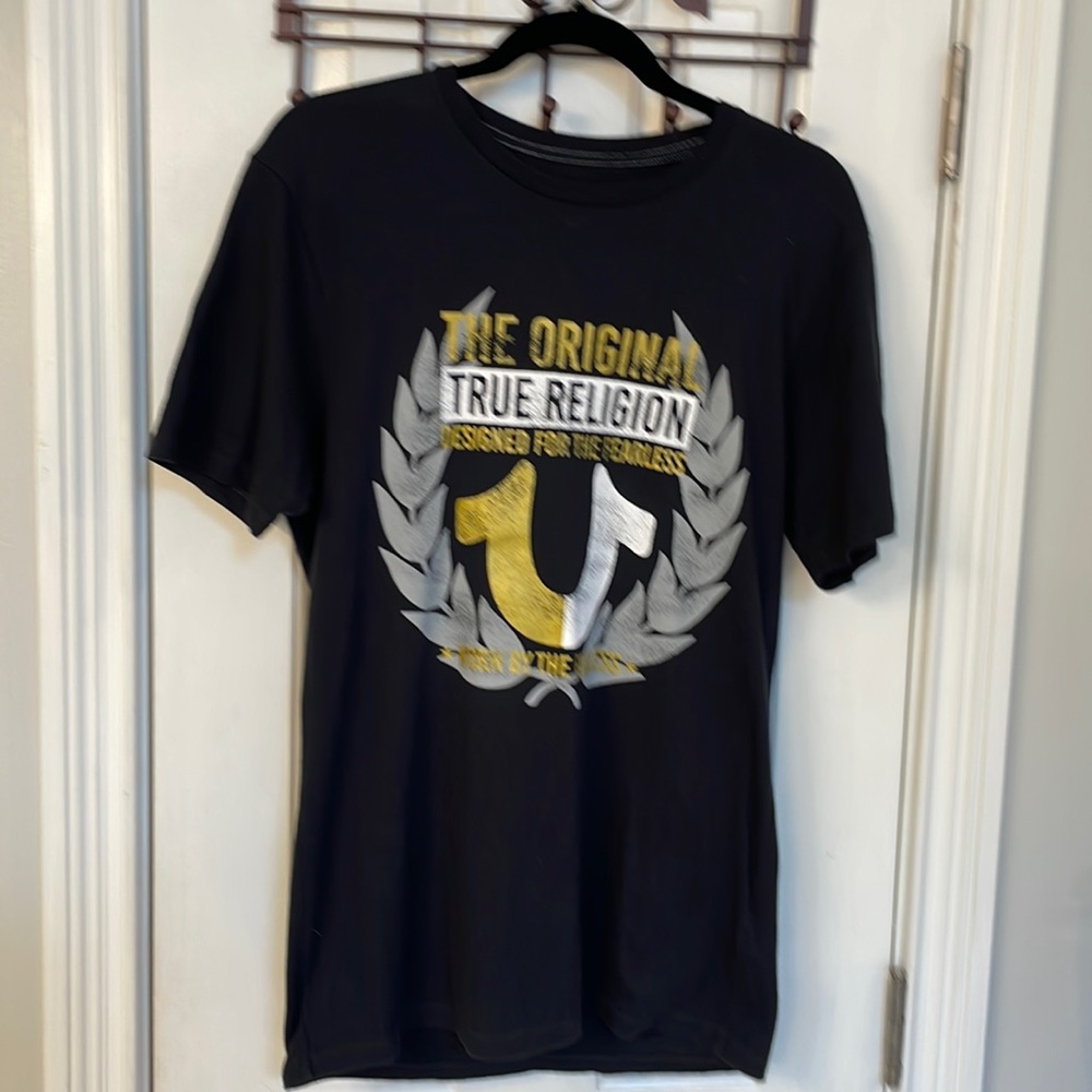 True Religion Black "World Tour" Tee w/ Large Logo